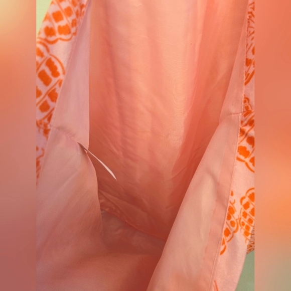 NWT Love At First Sight Pink With Orange Seashell Terry Cloth Beach Tote Bag - Picture 2 of 3